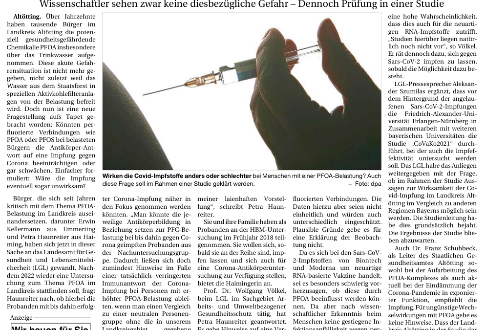 PFOA-Vorbelastung: Unsicherheit beim Impfen